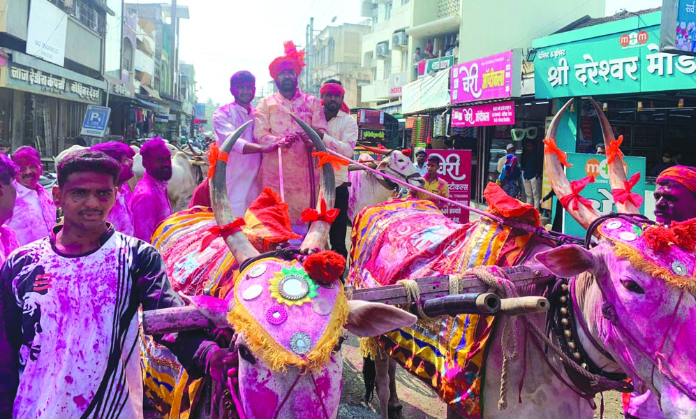 बैलगाडी शर्यतीला कोर्टाची मान्यता : आ. सदाभाऊ खोत यांची बैलगाडीतून मिरवणूक