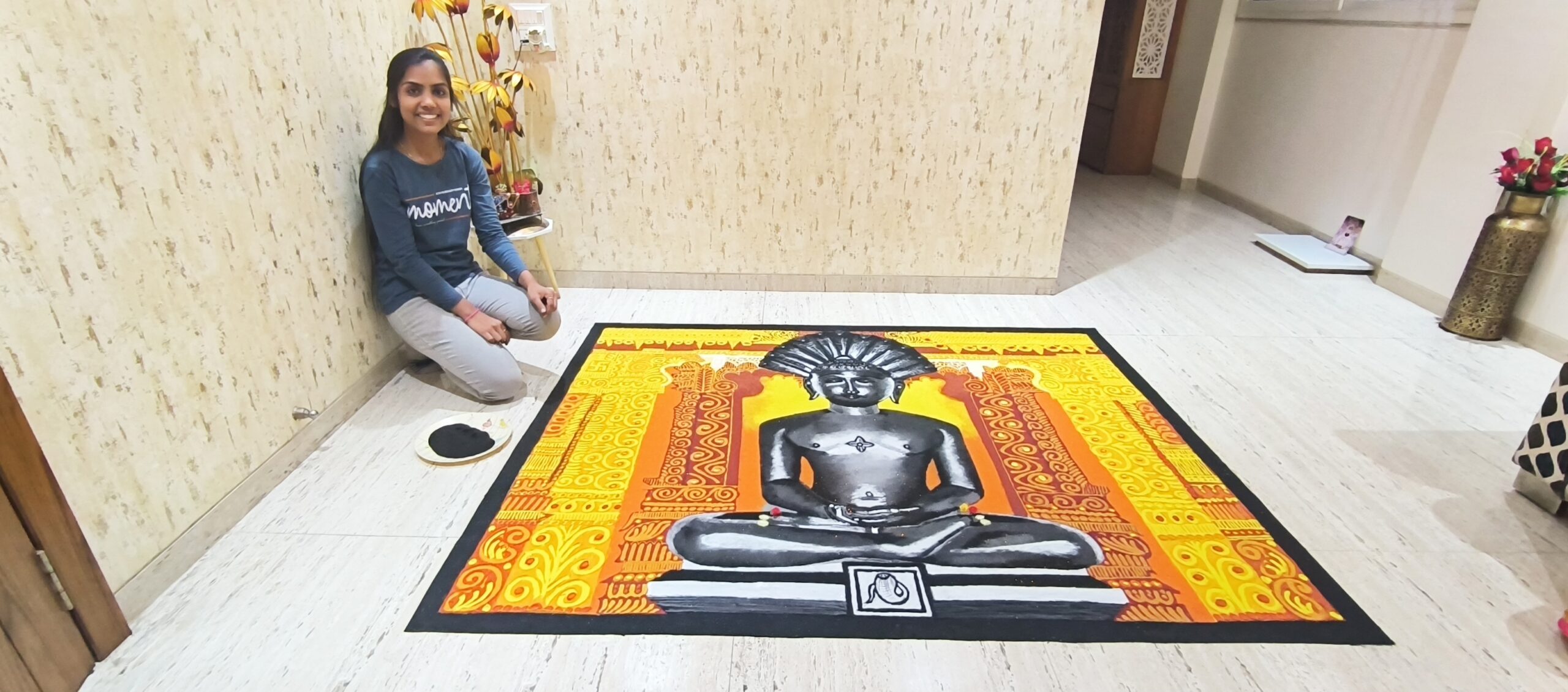 श्रद्धा धाडीवाल या मुलीने रेखाटली जिवंत रांगोळी
